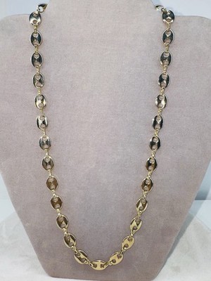 14K vergoldet Puffed Mariner Link Statement Halskette Unisex Kette Schmuck