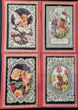 Double Swn Premade Scrapbook Page/Sewn Tag Set:Red Field Fairies Set 4 Of 6 