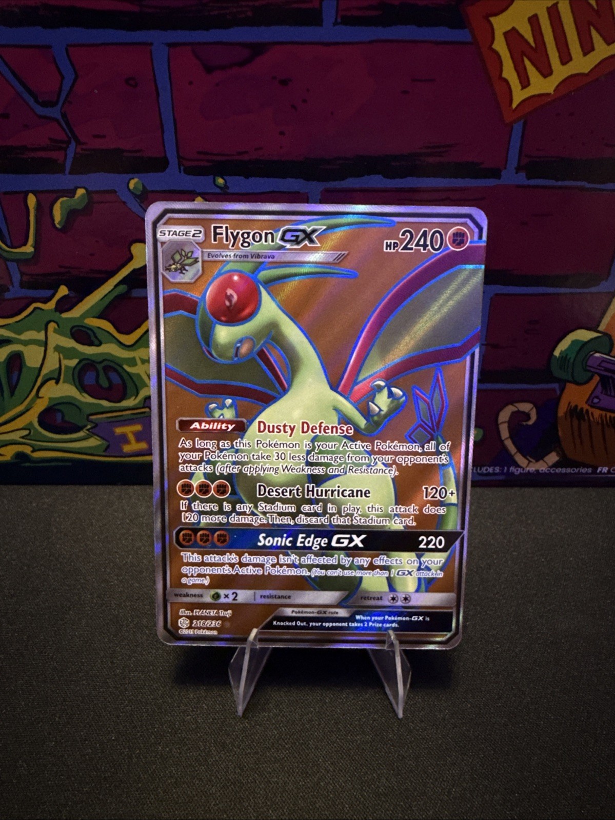 Pokémon TCG Sun & Moon Cosmic Eclipse Flygon GX Ultra Rare Card #218 NM