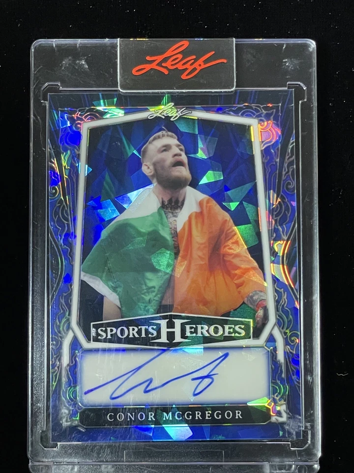 2025 Листовой Металл Спортивные Герои Конор Макгрегор Синий Кристалл Голографический С АВТОГРАФОМ /4 РЕДКИЙ - Изображение 3 из 4