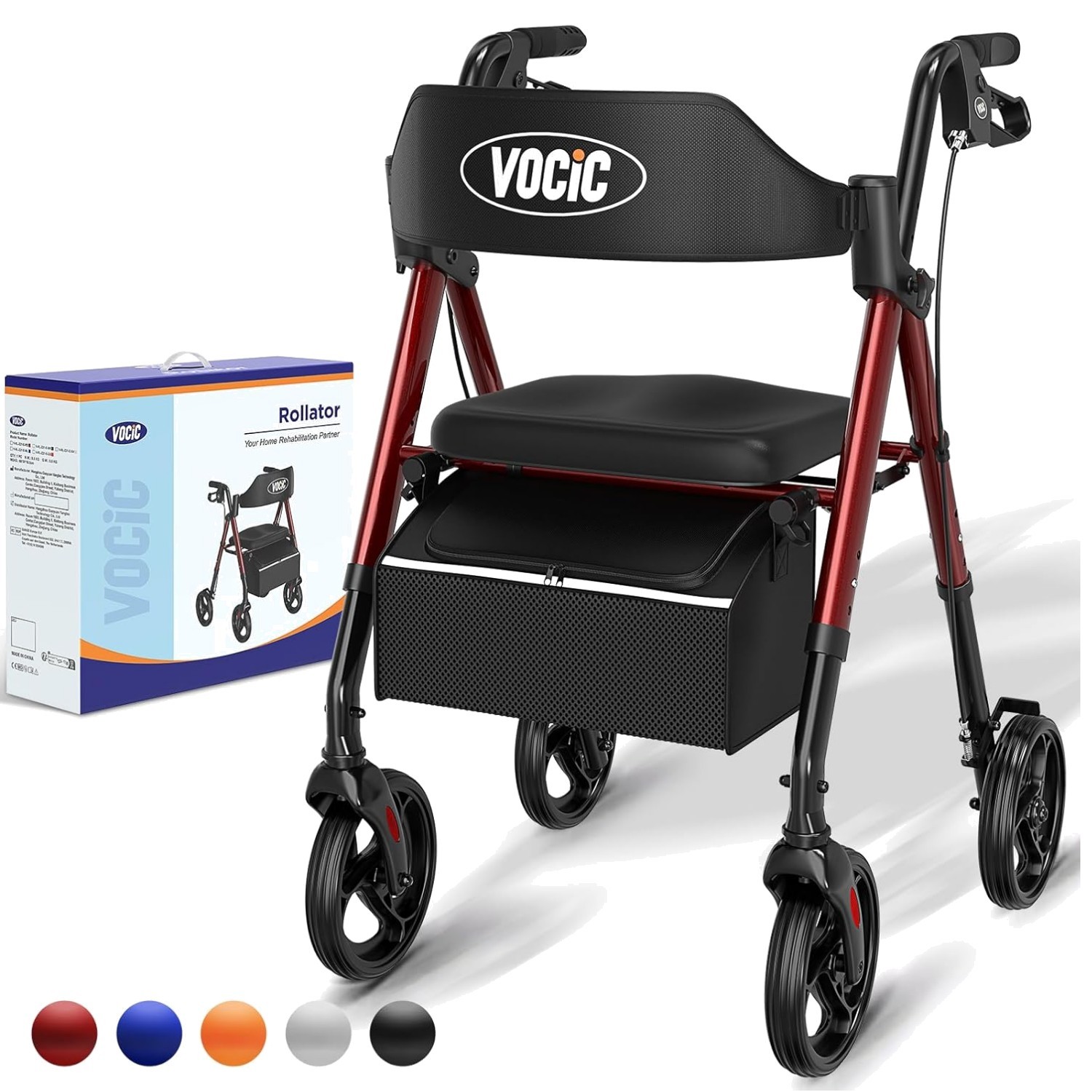 Rollator Faltbar Leicht Sitz Schmal Senioren Aluminium Reifen