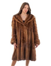 Cappotto 110 cm demi buff 58 modello campana visone orizzontale e verticale c...