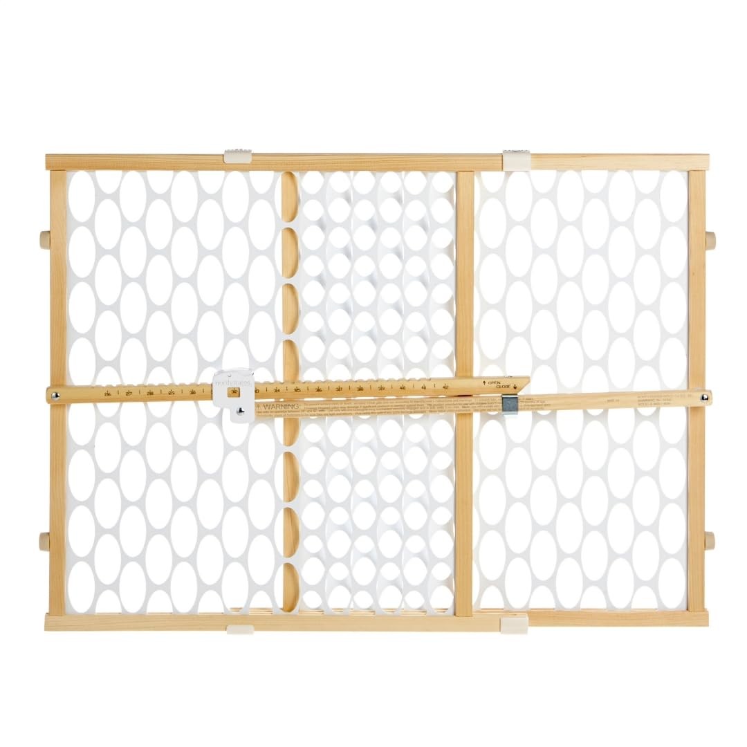 Toddleroo North States Quick-Fit Oval Mesh Wooden Baby Gate Pressure Mounted 26.
