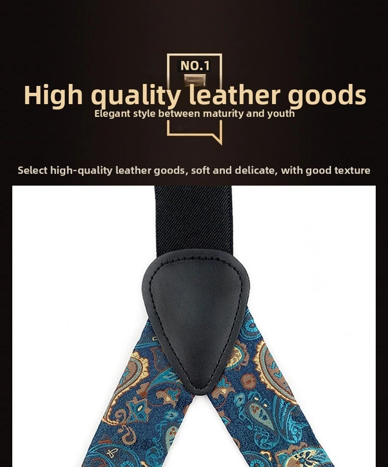 Elasticated Braces for Trousers Suspenders Adult  6-Clip Adjustable Plaid Suit - Изображение 3 из 4