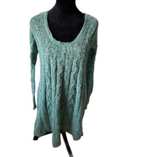 Free People Light Jade Alpaca/Wool Blend Lightweight Open Knit Sweater Dress M