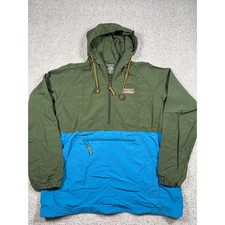 LL Bean Mountain Classic Anorak Colorblock Green Blue Windbreaker Jacket VTG