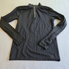 PINK Active Quarter Zip Pullover Womens Large Black Thumbhole Long Sleeve Top