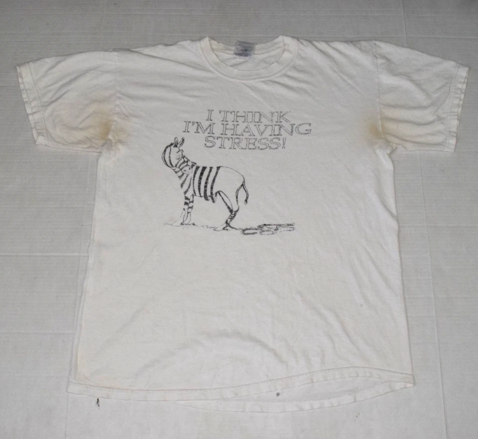 Camiseta vintage Jerzees talla L años 90 creo que estoy teniendo estrés cebra grunge Foto 2 de 4