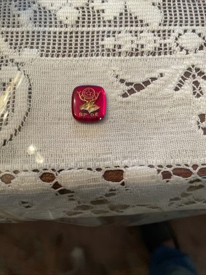 BPOE : Elks - Stone w/ logo - 16x14mm Ruby color stone, gold logo Jewelry insert