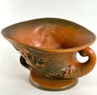 Roseville Bushberry Cornucopia Vase w Frog Art Pottery 8 1/2" Vintage