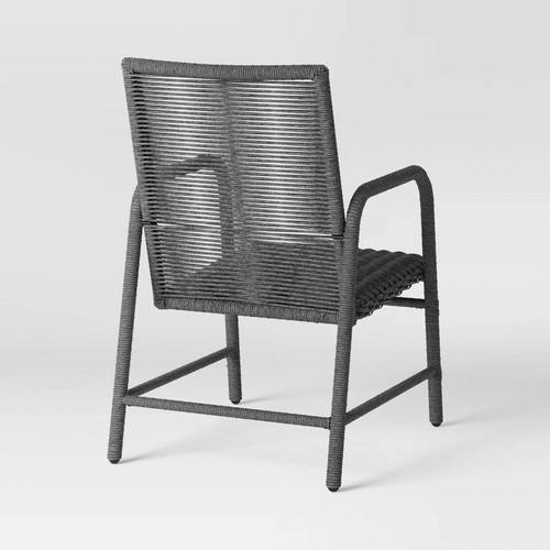 Threshold Set of 2 Padded Wicker Dining Chairs Outdoor Patio Armchairs, Gray - Picture 5 of 8