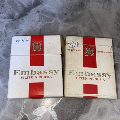20 embassy cigarettes Embassy Filter (20) Empty Flip Top Cigarette Packet x2
