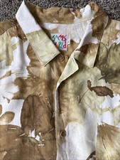 Vintage Jams World Beige Hawaiian Print Full Button Men's XL Aloha Pre Owned
