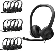 Pack of 12 Logitech H390 Wired USB On-Ear Stereo Headphones Mic PC Laptop Black