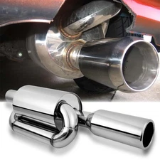 Twin Loop Exhaust Muffler 2.5" Inlet 4.0" Tip For Honda Civic EK4 EK9 Hatchback