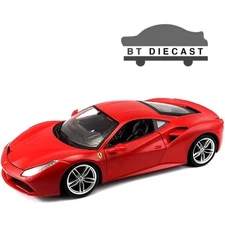 BBURAGO FERRARI 488 GTB 1/18 DIECAST MODEL CAR RED 18-16008