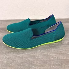 Rothy's The Loafer Jade Green Neon Yellow Sole Knit Flats Womens 7