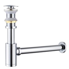 Bathroom Basin Sink Waste P-Trap Drain Kit, Adjustable Bottle Trap with Pop U...