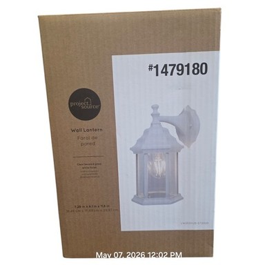 Project Source White Outdoor Wall Lantern Light Clear Beveled Glass New 11.8'' T