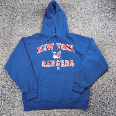 New York Rangers Hoodie Men Medium Blue Majestic NHL Graphic Pullover  Sweater - Main Image