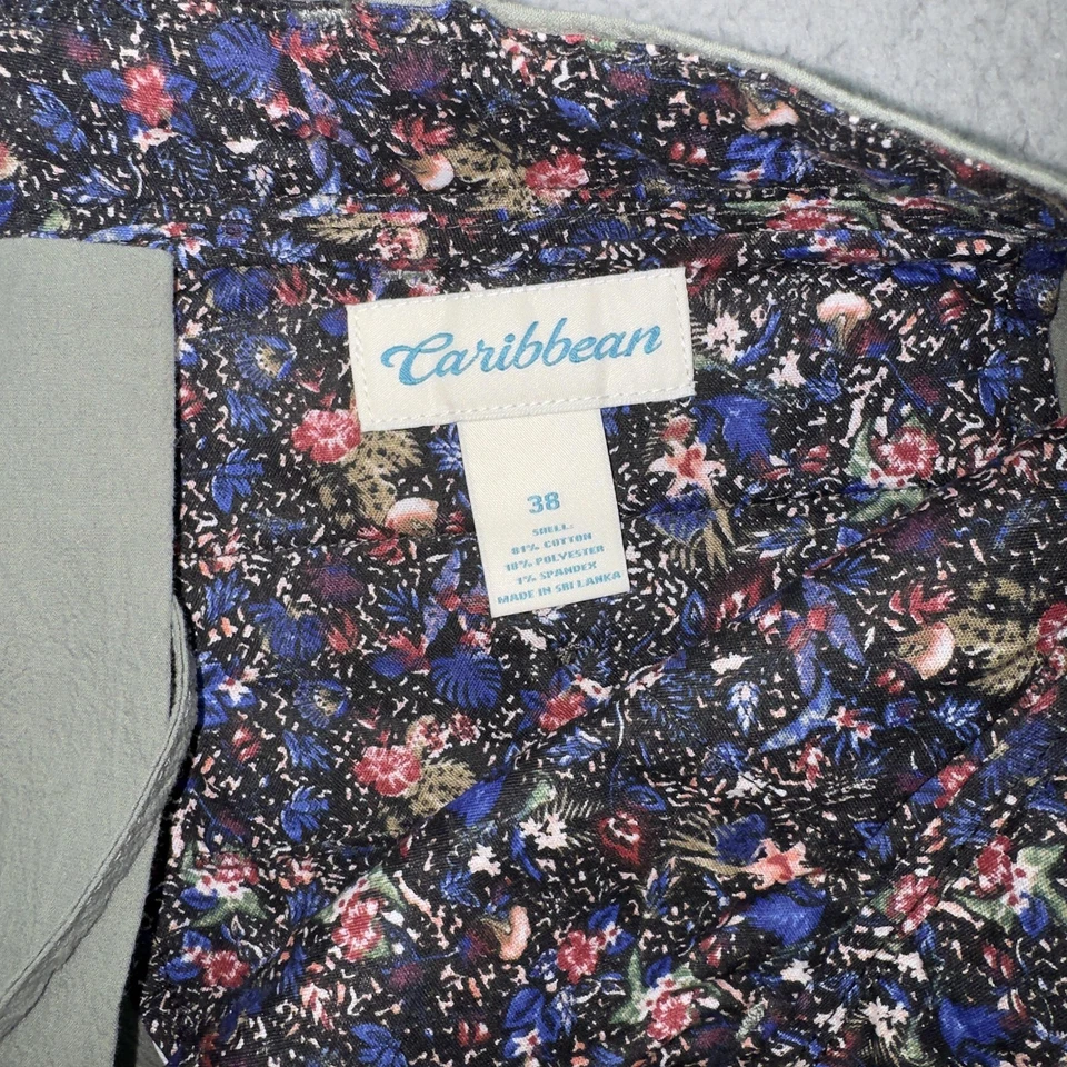 Pantalones Cortos Caribeños Para Hombres 38 Verde Frente Plano Floral Cintura Forro Informal Verano Nuevos Foto 2 de 4