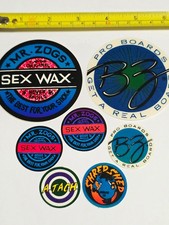 SEX WAX 7 SURF STICKER LOT VTG SEXWAX NEON SURFBOARD BZ BODYBOARD 80s SKATE SURF