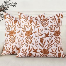 Floral Throw Pillow Covers 18x18 Inch Set of 2 18" x 18" Pack of 2 Rust