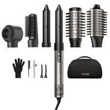 7MAGIC Hair Dryer Brush & 6 in 1 Styler, Silver, 110 Volts, XL, Silver