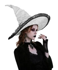 White Wicked Witch Hat Lace Witches Hats Velvet Ruched Witch Hat Halloween Co...