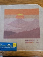 Needlepoint Canvas Vintage Dritz Scovill 1970's Mcm Hazy Sunset Southwest 