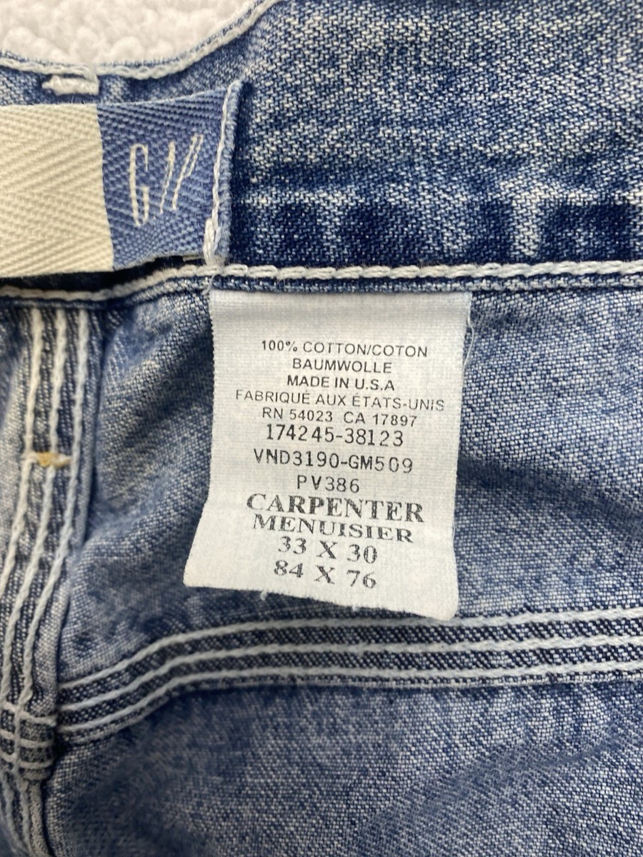 Vintage Gap Carpenter Jeans Mens 33x30 Work Chore Loose B40 | eBay