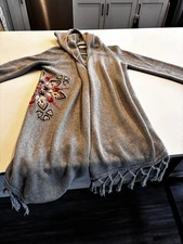 Odd Molly Cardigan Embroidered Duster With Hood Size US 8