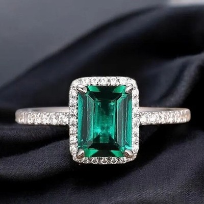 3,60 crt Smaragdschliff natürlicher Smaragd Diamant Edelstein Ring 950PT platiniert