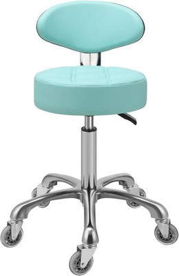 Rolling Stool with Back Support: Adjustable Height 22-30 inches for Nail Lash