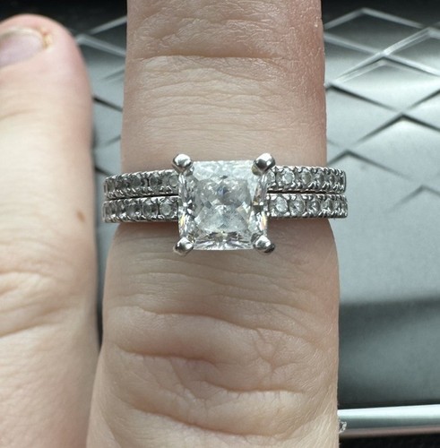 Modern Gents Amore Ring Size 8 Bridal Set Cz Sterling Silver Princess Conflict
