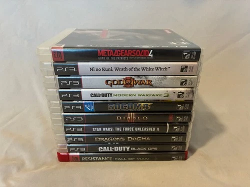PS3 Game Lot Of 10 Games Bundle MGS4, Dragon's Dogma, God of War 3, COD, Etc