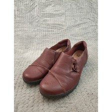 Clarks Collection Loafers Womens Size 8 Red Leather Slip On Comfort Shoes