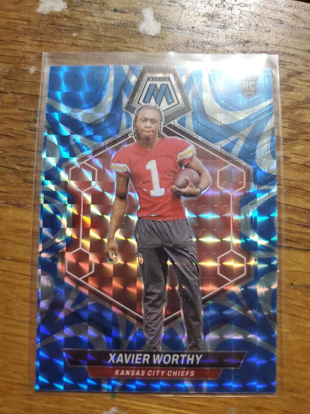 2024 Mosaic Xavier Worthy Blue Reactive Parallel RC #328 Kansas City Chiefs
