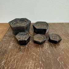 Vintage black metal Octagon Kilo and Gram Scale Weights 5 (Five) Pieces