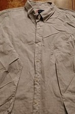 Chaps Men's Sz.XL White/Brown/Blue Plaid Button Up Pocketed Dress Shirt (Flaw)