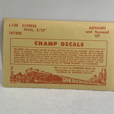 HO Champ Decals L-125 Express White 5/32" Alphabet & Numeral Set NIP