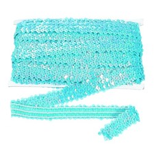 10 Yard x 1.2 Inch Elastic Sequins Trim Flat Sequin Strip Paillette Sky Blue