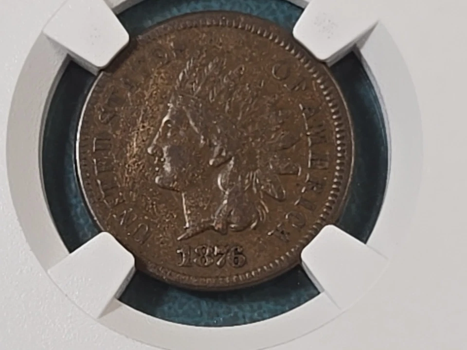 1876 Indian Head Cent Penny 1C NGC Graded VF 35 VF35 NICE TOUGH DATE NICE - Image 2 of 4