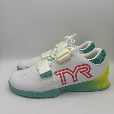 TYR L-1 Lifter Shoes Mens Size 9 White Red Turquoise Weightlifting Gym Sneakers