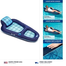 Aqua Luxury Water Lounge, X-Large, Inflatable Pool Float with Headrest, Backr...