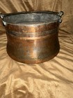 Antique Hammered Copper Cauldron Pot Kettle Primitive Dovetail Wrought Iron Hand — photo 4
