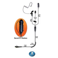 Klein Stealth 3-Wire Barrel PTT Earpiece for Icom F (2 Mount Screws)