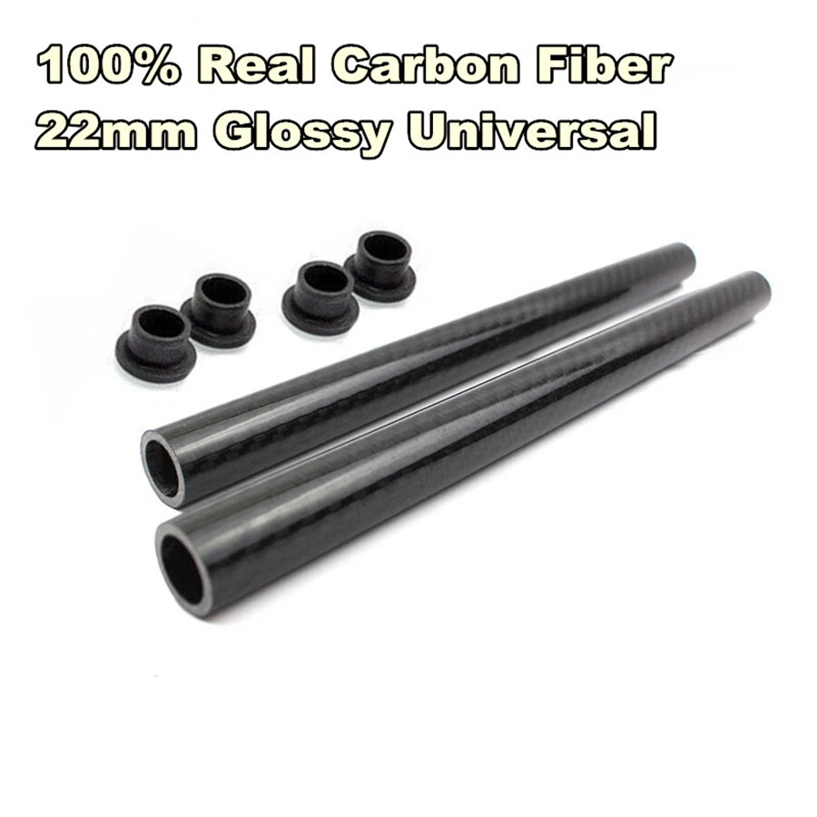 Universal Gloss Carbon Fiber 7/8" Race Motorcycle Handlebar Grip Clip On Tube 2x - Image 2 of 4