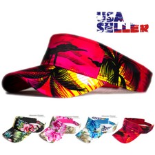 Men Women Sun Visor Hat Hawaiian Floral Golf Tennis Beach Adjustable Summer Cap