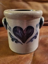ROWE POTTERY 4 1/4" SALT GLAZED STONEWARE SMALL CROCK - CAMBRIDGE, WI